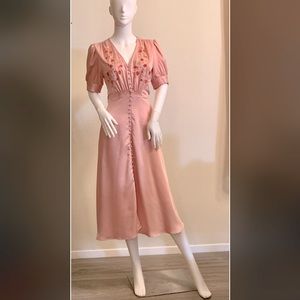 FRNCH Embroidered Satin Dress NWOT